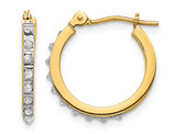 Accent Diamond Small Hinged Hoop Earrings in 14K Yellow Gold (2/3 Inch)
